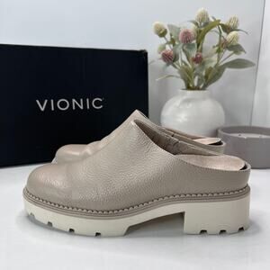 Vionic Fairfax Vegan Leather Mule Slip On Oatmeal Beige J0793L1250 Women's 6.5 M